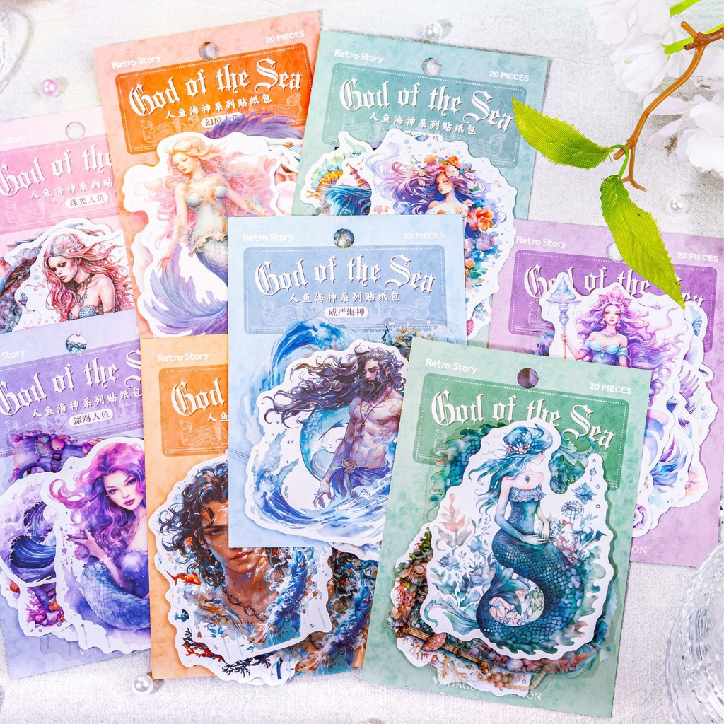 

15pcs/1lot Kawaii Stationery Stickers Mermaid Sea God Junk Journaling Decorative Mobile Scrapbooking for stickers Scrapbook