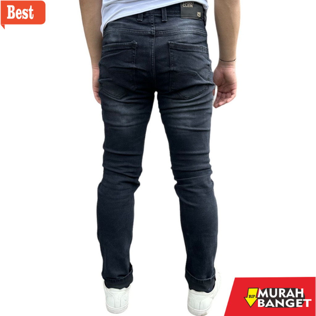 celana panjang pria yang lagi trend TONNY CLEIN - Celana Jeans Pria Strech Zorro Black SlimFit