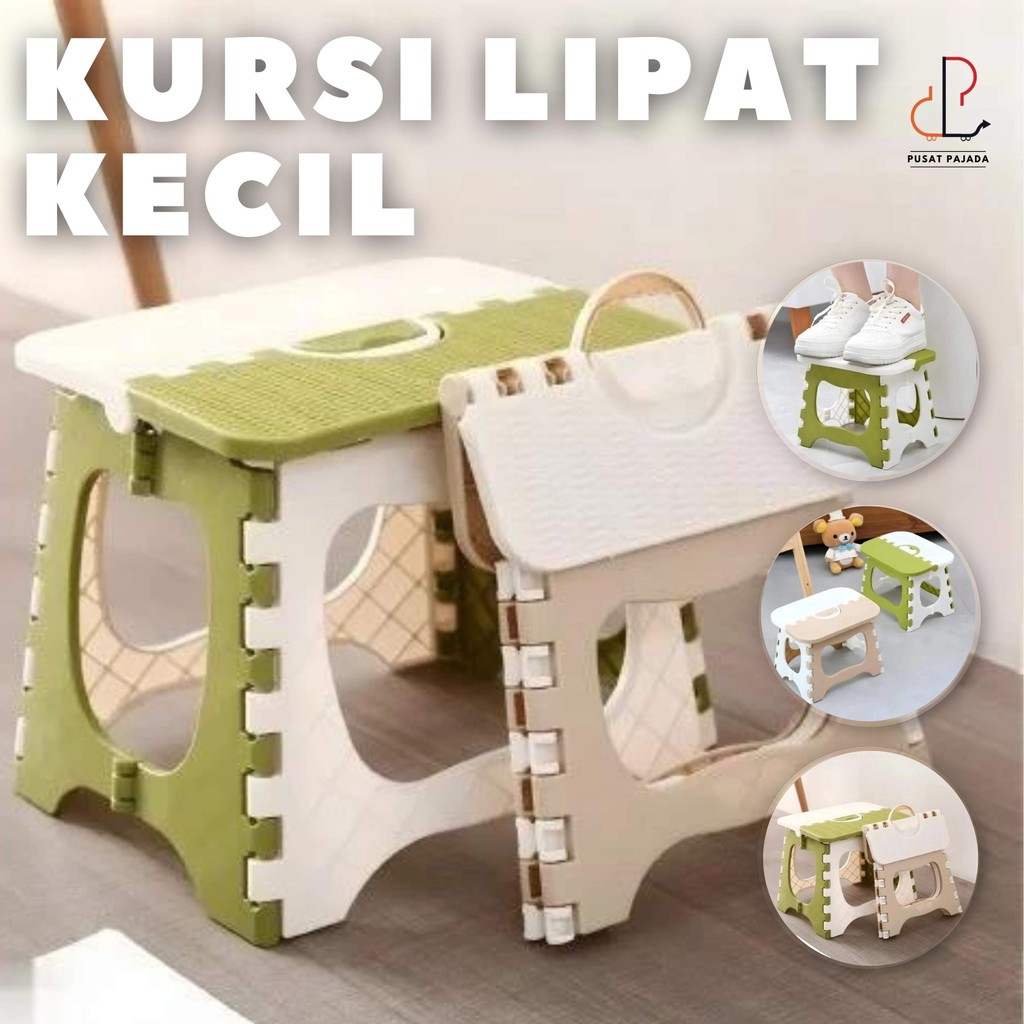 PAJADA Kursi Lipat Mini Plastik Bangku Duduk Anak Dewasa Dingklik Dapur Pantai Kemah Pancing Foldabl
