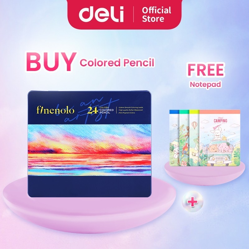 

Pensil warna finenolo deli / Pensol warna hybrid / Deli Colored Pencil / Pensil Warna 24 36 48 72 Warna Lebih Panjang Teknologi Hybrid EC122