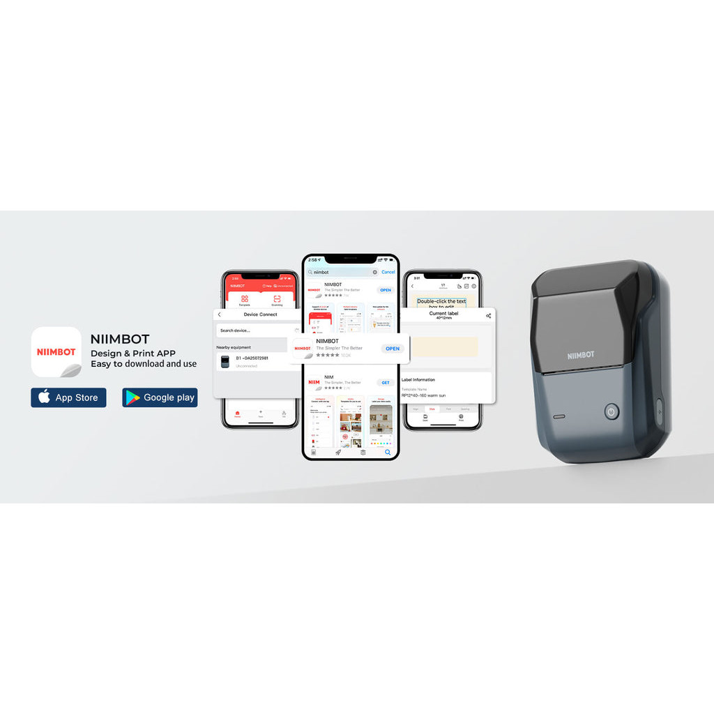 

B1 Mini Printer Portable Thermal Label Stickers Code Sticker Paper Color Rolls Cable Maker Sticker New