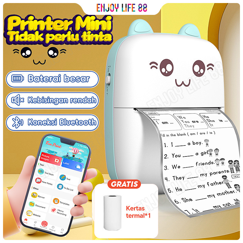 

Mini Printer Portabel Thermal Bluetooth Printer Label Thermal Memo Receipt Barcode Printer Mesin Cetak Foto Mini Bluetooth DIY Home C9 Tanpa Tinta Thermal Printer