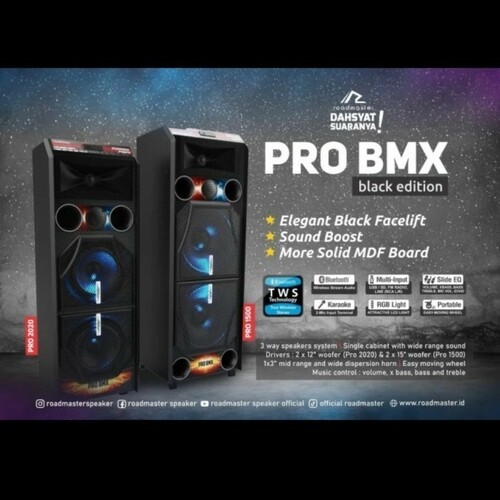 Speaker Aktif Roadmaster PRO-1500 BMX Black Edition | PRO1500BMX hitam