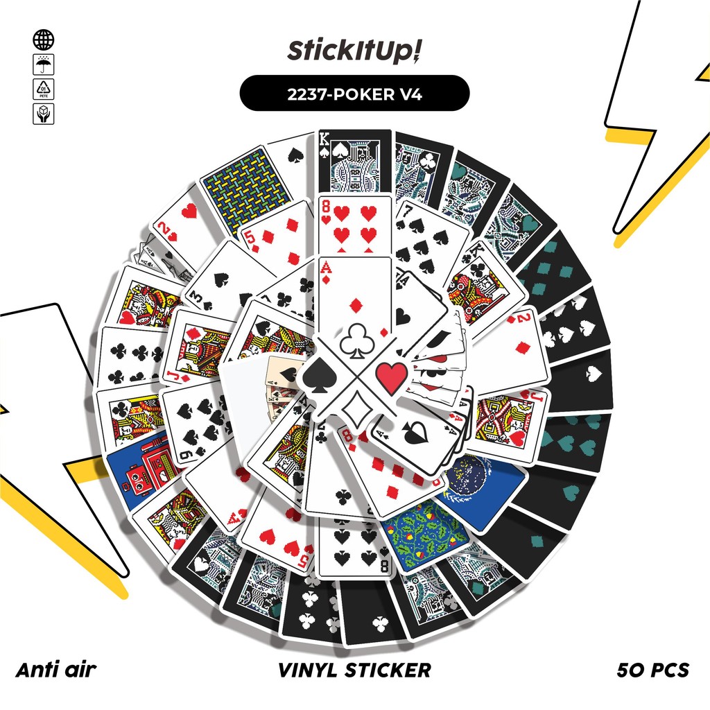 

COD✨ 50 Pcs Stiker Pack POKER V4 Lucu Aesthetic Vynil Waterproof untuk Freebies Sticker Buku Journal Casing HP Laptop