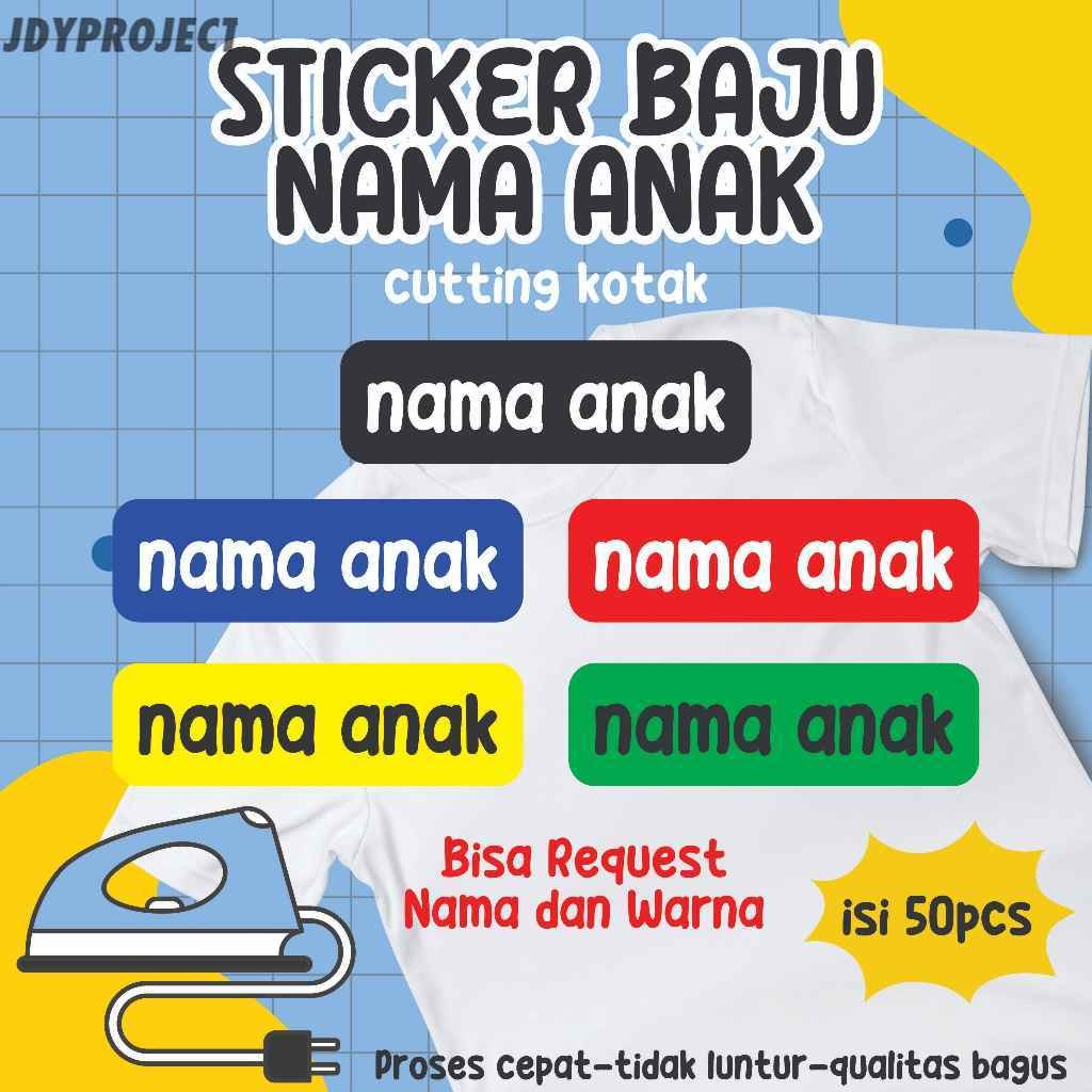 

sticker label nama baju kain setrika custom anak santri pondok