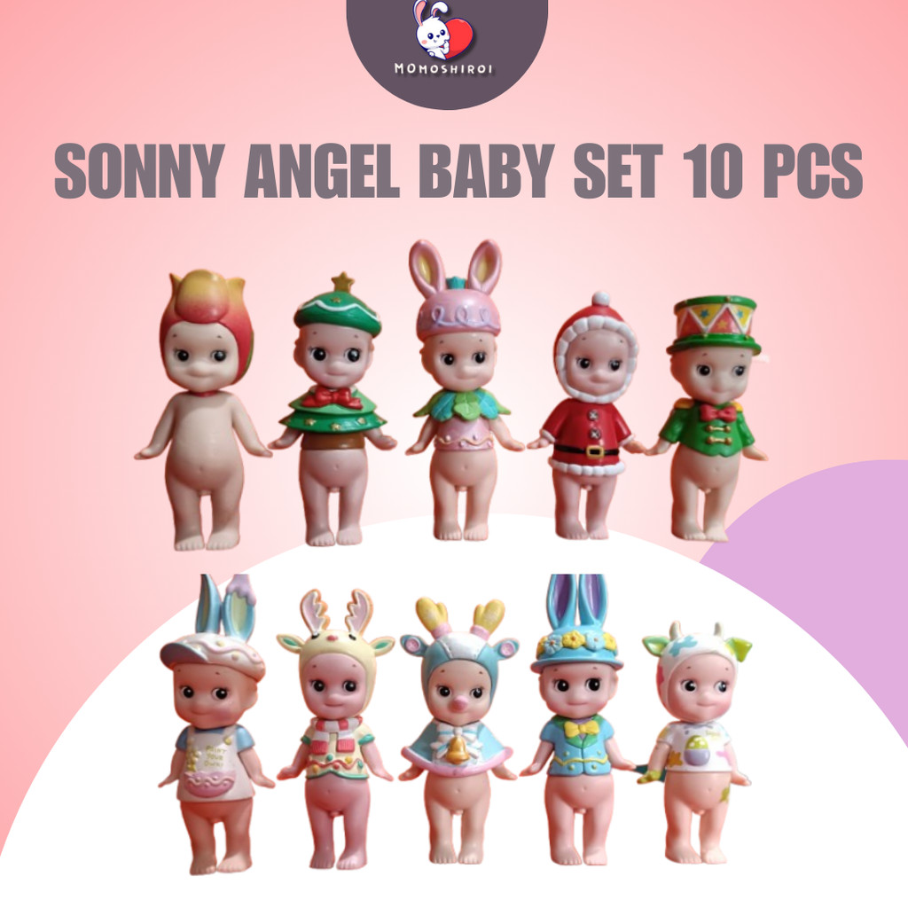Action Figure Sonny Angel Baby Sonny Angel set isi 10 pcs/Pajangan Topper Kue Cake Figures