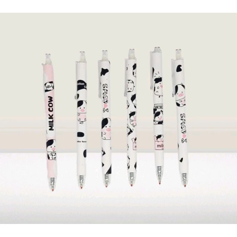 

6 Pcs Pulpen Gel Mekanik Motif Sapi