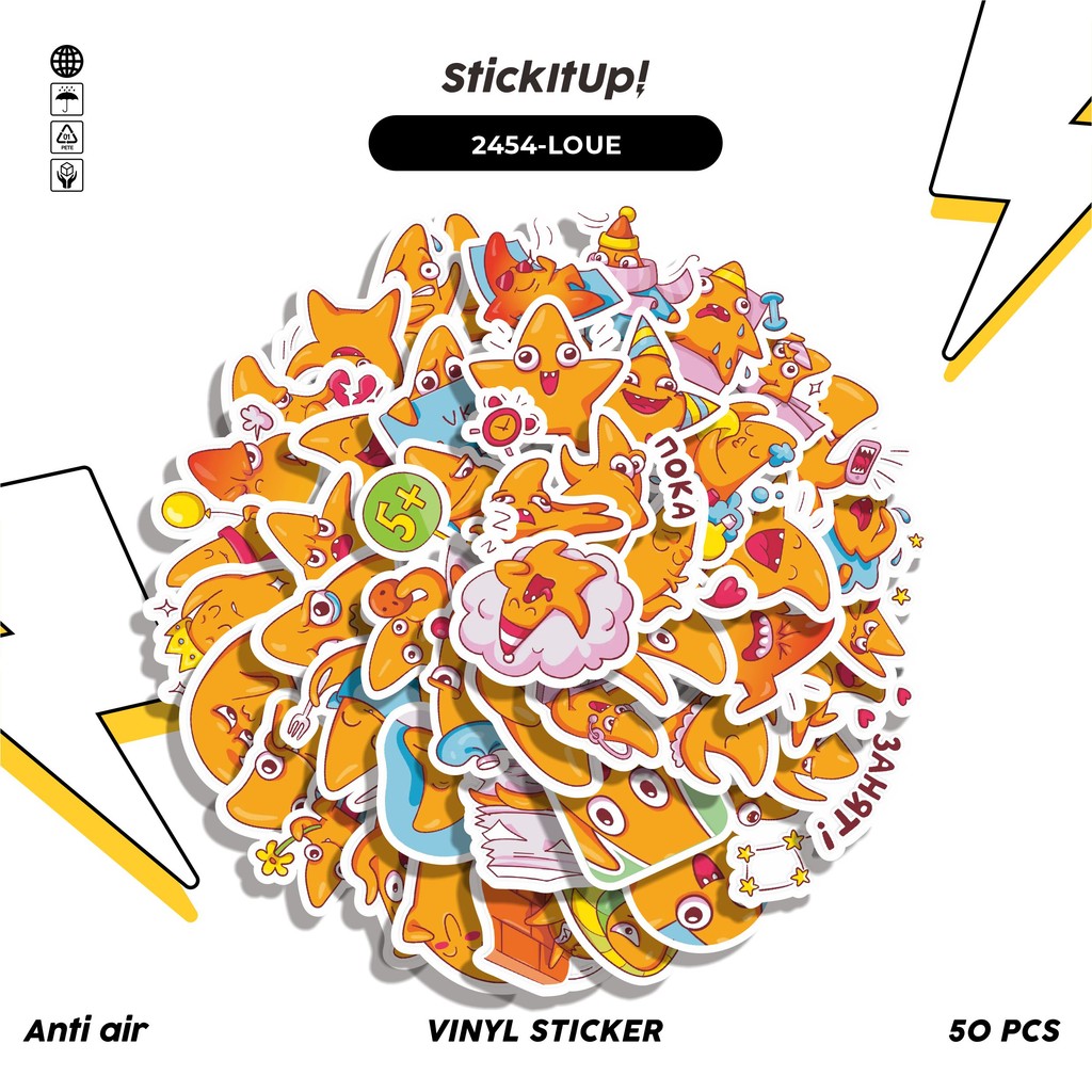 

COD✨ 50 Pcs Stiker Pack FUNNY CHARACTER LOUIE THE STARFISH STICKER PACK 01 Lucu Aesthetic Vynil Waterproof untuk Freebies Sticker Buku Journal Casing HP Laptop