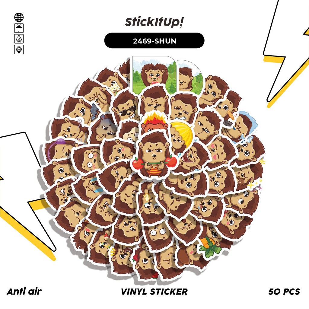 

COD✨ 50 Pcs Stiker Pack FUNNY CHARACTER SHUNYA THE HEDGEHOG STICKER PACK 01 Lucu Aesthetic Vynil Waterproof untuk Freebies Sticker Buku Journal Casing HP Laptop