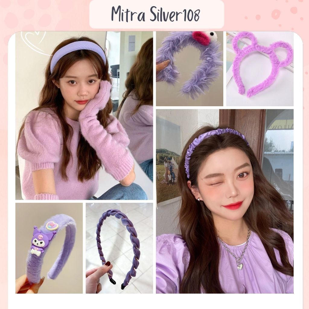 [MS108] Aksesoris Rambut Wanita Ala Korea All of Lilac / Bando Gemes Cute Gaya Kekinian / Bando Anak
