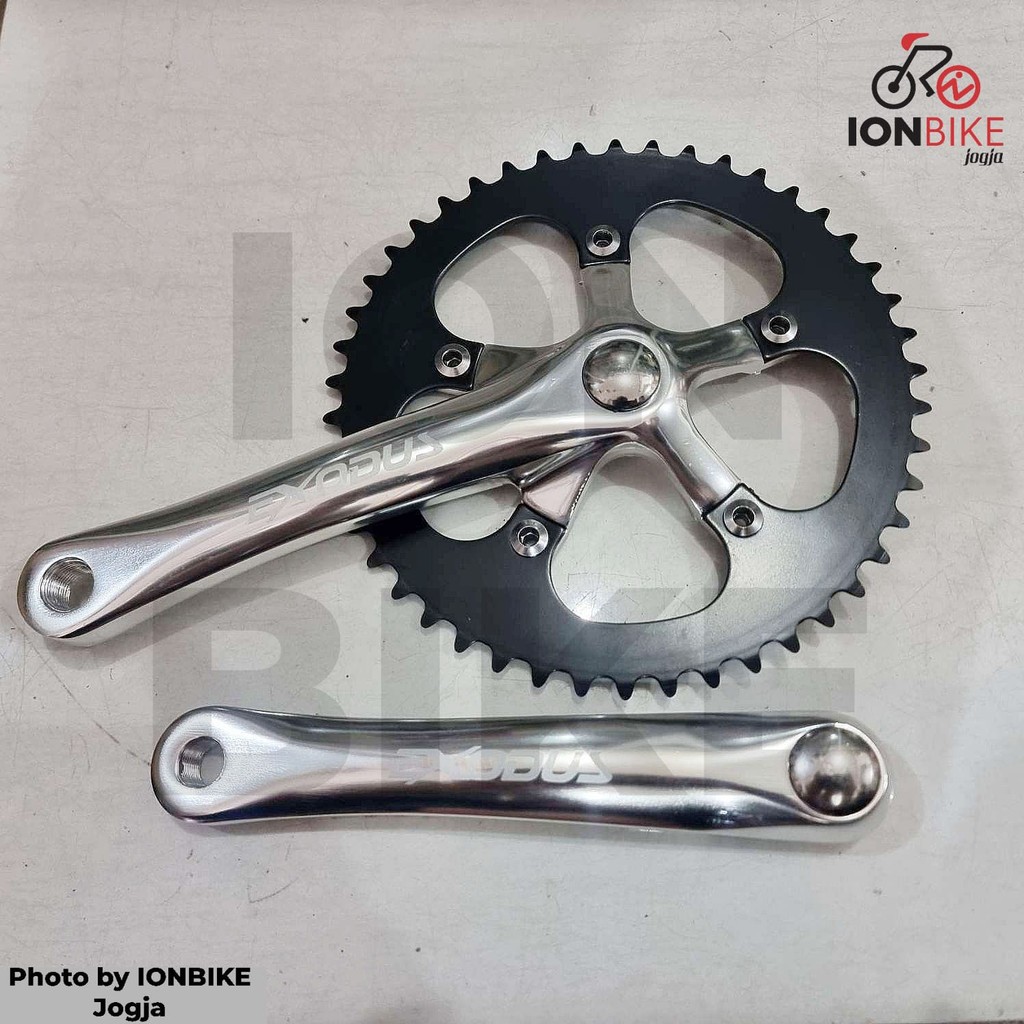 Crank Fixie Exodus 46T Alloy SILVER Crankset Sepeda 1 Speed Single 46 T Gir Tengah BMX Minion Murah 