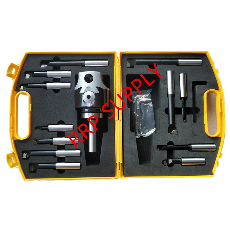 C20(20mm) Straight Boring Shank, F1-18 75mm Boring Head Set, With 12pcs 18mm Boring Bars, Use on Mil