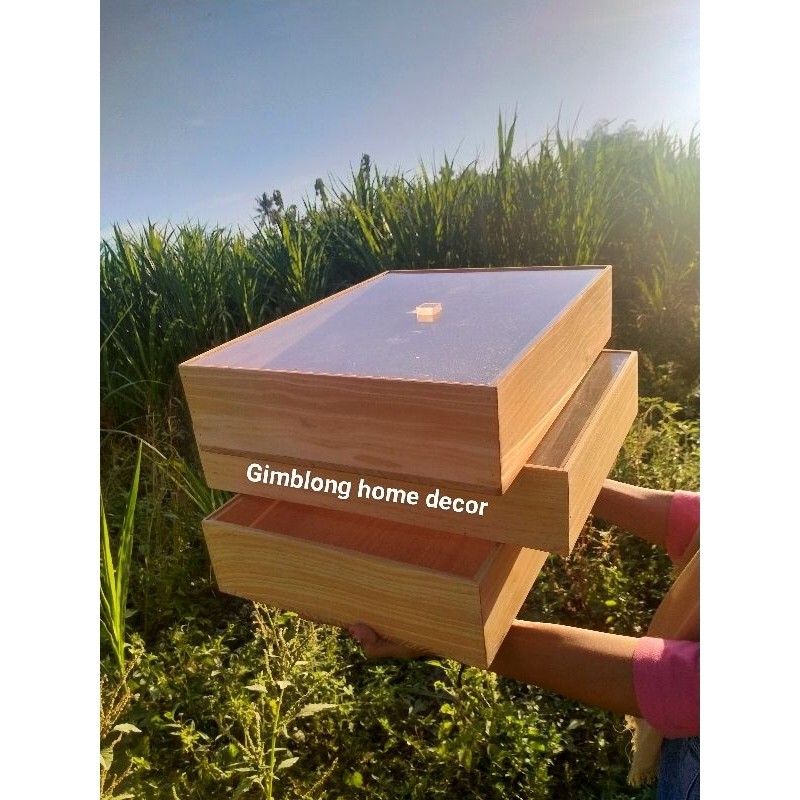 KI98U BOX DONAT KAYU | WADAH DONAT | KOTAK DONAT KAYU | TEMPAT DONAT TUTUP AKRILIK