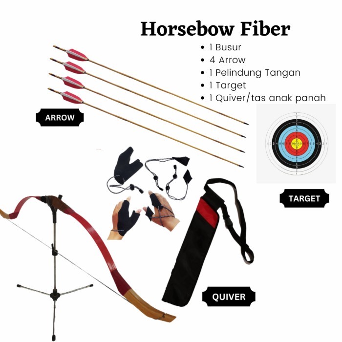 "WY.SY" -  TERLARIS Paket Lengkap Busur Panah Horsebow Fiber Pemula