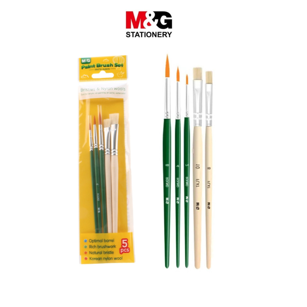 

Kuas Lukis Set M&G Paint Brush 2 in 1 Bahan Nylon & Bristles Kuas Lukis Bahan Bristies & Nylon #ABH978B8- SHAGB