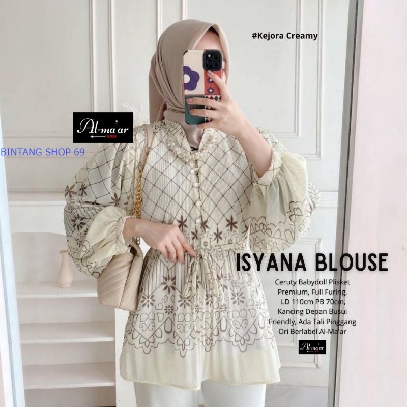 Blus Isyana Ceruty Babydoll Plisket Atasan Wanita Berhijab