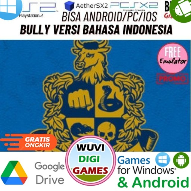 Jual Game PS 2 Bully Versi Bahasa Indonesia | Bisa di PC / Android / IOS Plus Emulator | Beli 3 Grat