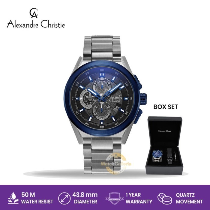 Jam Tangan Pria Alexandre Christie AC 6654 MC BGUBA BOX SET Original