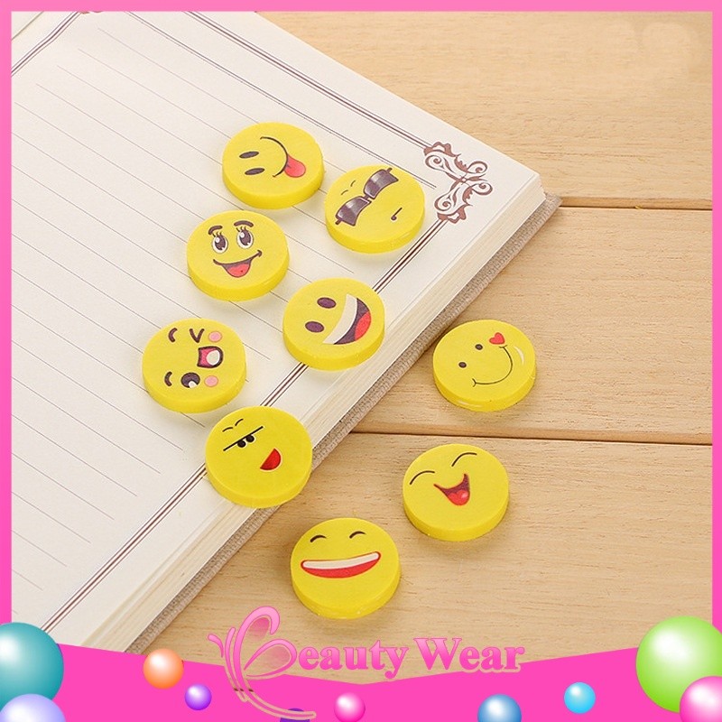 

Penghapus Pensil Karakter Emoji Smile Bulat Lucu Set 4pcs