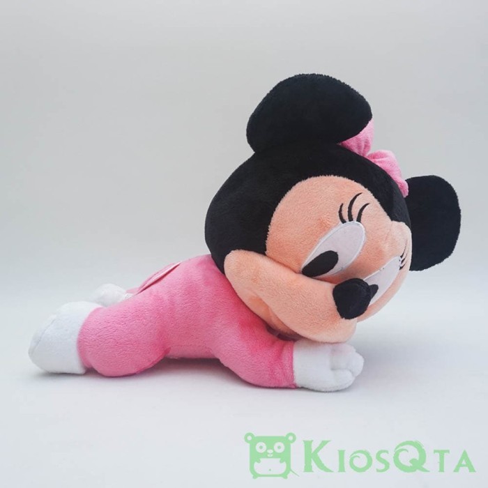 boneka baby minnie mouse tiarap piyama pink
