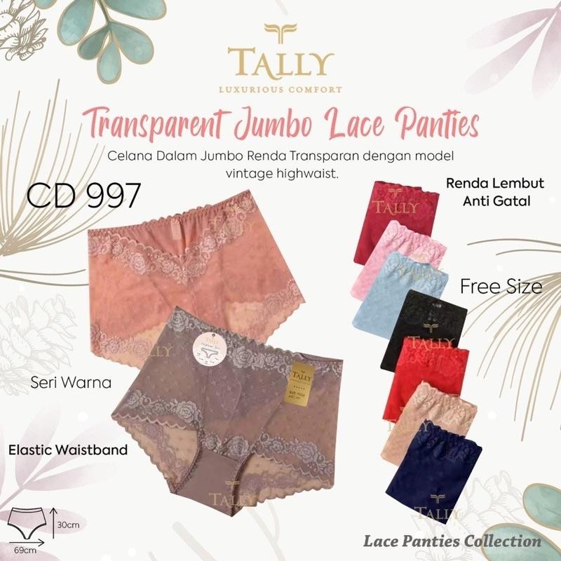 CD WANITA RENDA TRANSPARAN TALLY 997 CELANA DALAM LACE BIG SIZE MUAT BB JUMBO ORIGINAL Lace panties 