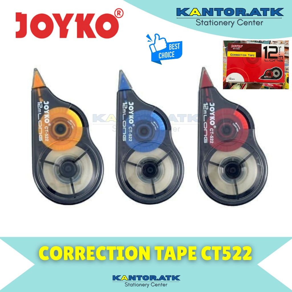 

(12Pc) Correction Tape CT-522 Joyko / Pita Koreksi Correction Tape Joyko CT522