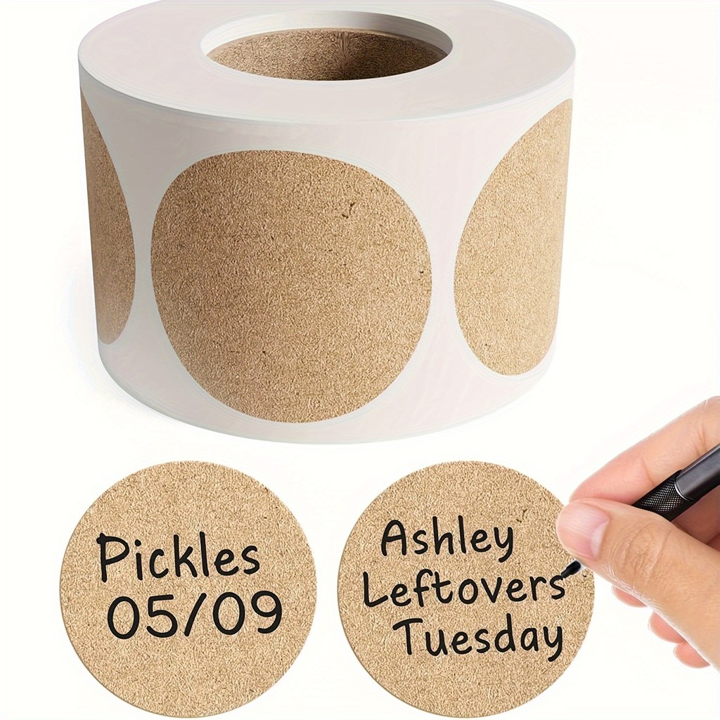 

500 pcs / 1 roll ，kraft round self-adhesive label paper items classification name stickers personalized labels
