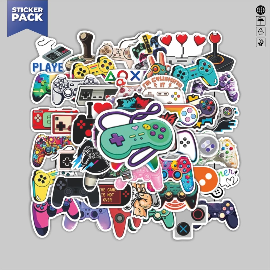 

[100PCS]Stiker Pack Stiker Gamepad Aesthetic Vinyl Anti Air Dekorasi Sticker Laptop Buku Journal Koper Helm Casing HP Gitar Helm Skateboard