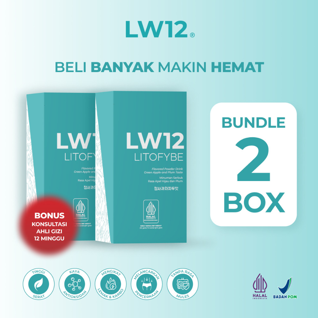 

LW12 Litofybe - Bundling 2 Box | Minuman Fiber Drink | Diet Detoks | Pengikat Lemak | Pelangsing Halal BPOM