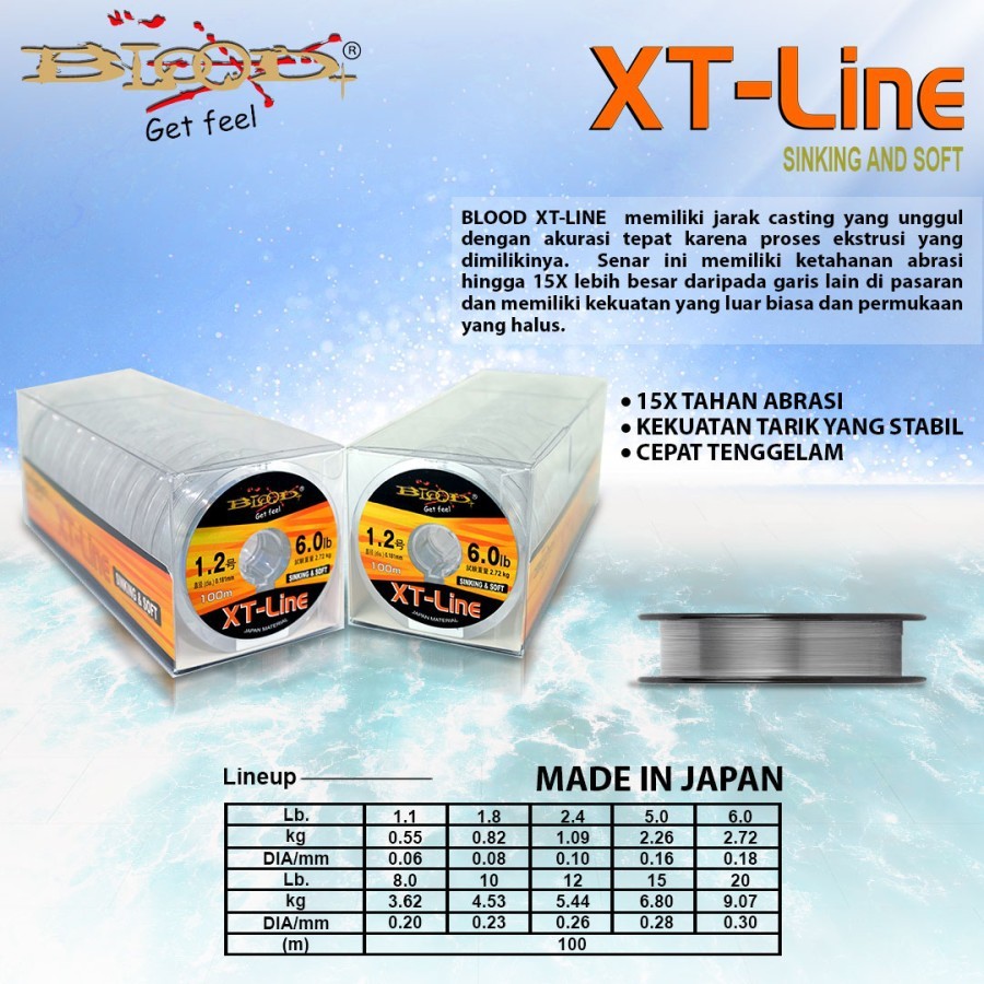 SENAR PANCING BLOOD XT LINE FISHING LINE JAPAN 100M