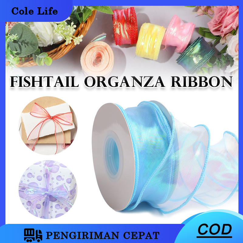 

[4CM X 9 METER] Fishtail Ribbon Pita Organza Korea Keriting Wavy Transparan/ Pita Organza