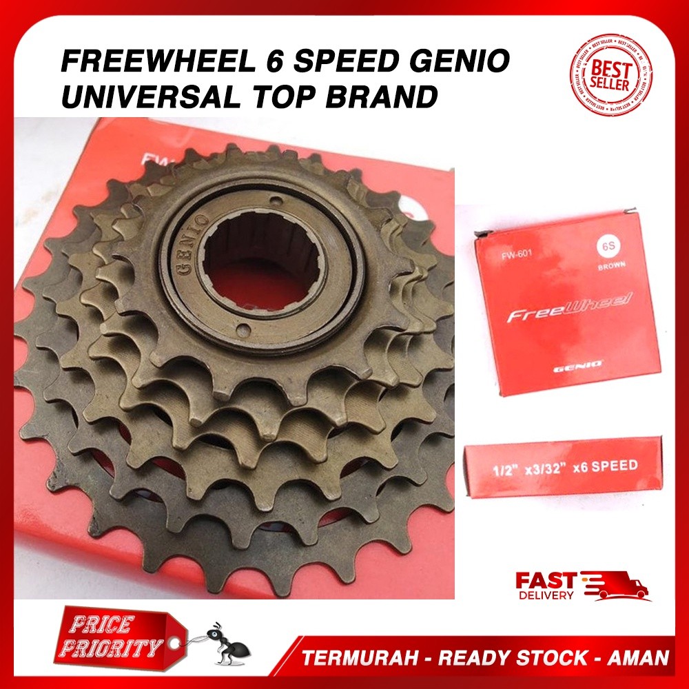 Freewheel Sepeda Gigi 6 speed / Sprocket Genio Gear 6 Speed Taiwan