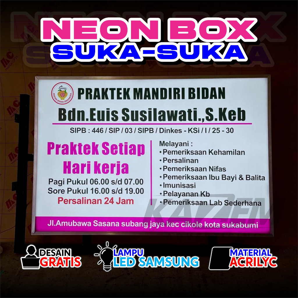 New BISA COD - NEON BOX PRAKTER BIDAN DOKTER CUSTOM SUKA-SUKA OUTDOR AKRILIK MURAHPremium