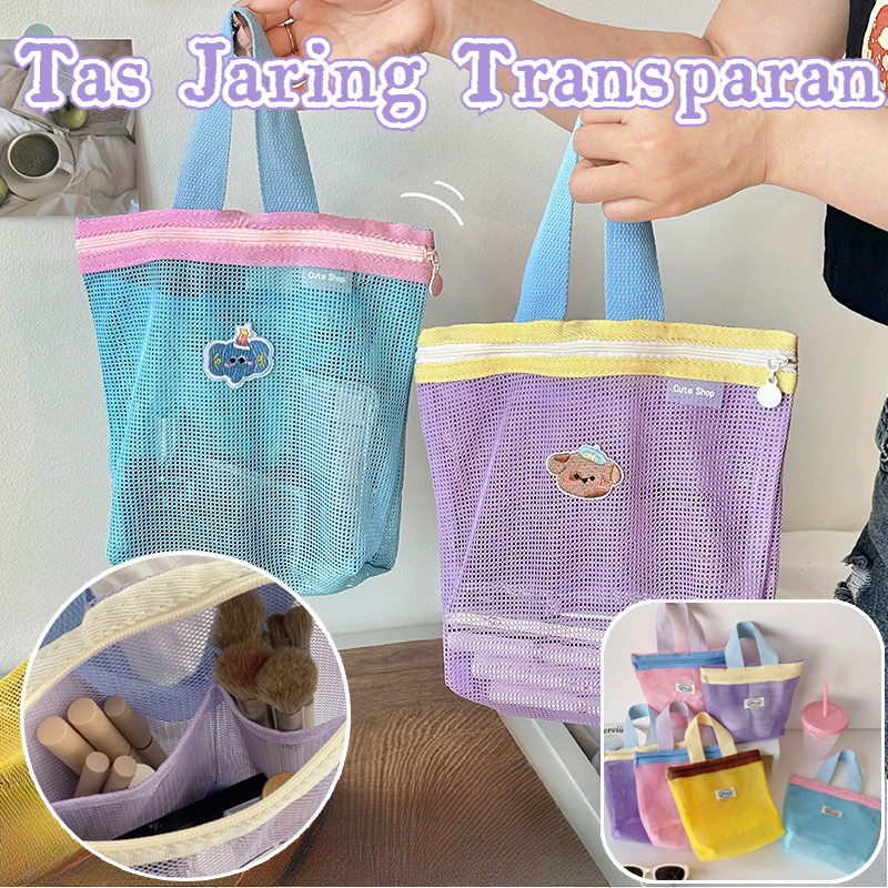 Tas Jaring Transparan / Tas Jaring Tempat Sabun Mandi Multifungsi / Tas Make Up / Pouch / Pouch Jari