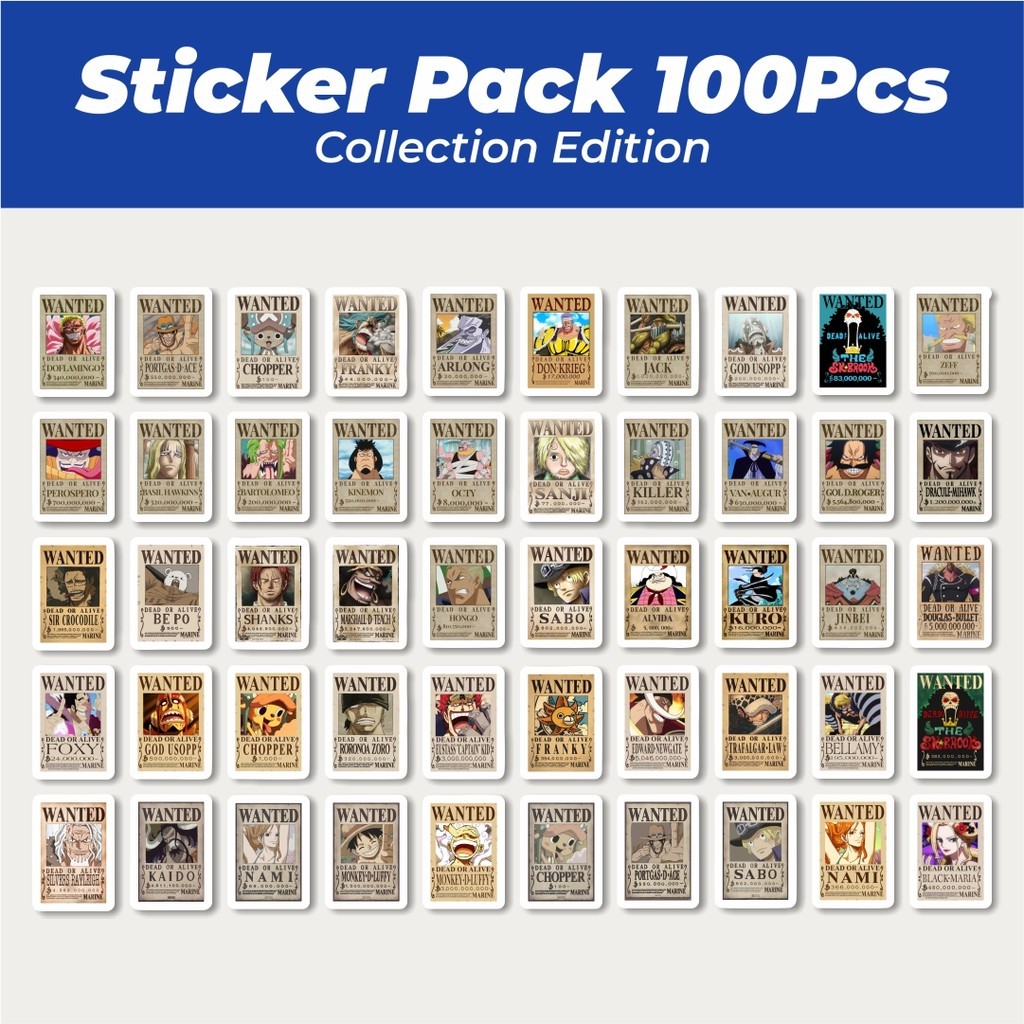 

Hot Stiker Anime One Piece Wanted Lucu Anti Air Stikers Berperekat Waterproof Sticker Decal Buat Motor Helm Buku Journal Koper Casing HP Laptop Botol Minum