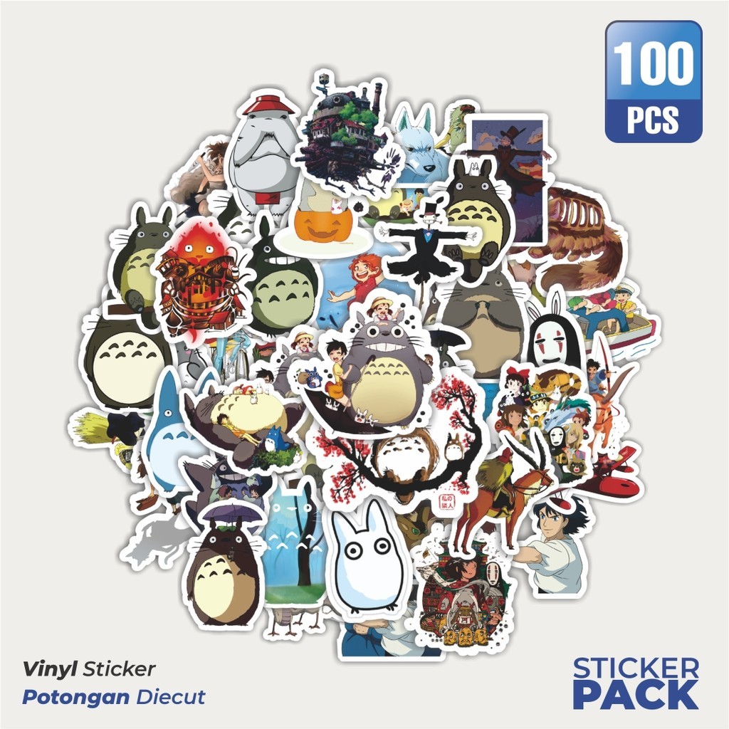 

MURAH 100 PCS Stiker Anime Ghibli Hayao Miyazakui V2 Waterproof Aesthetic- Untuk Laptop, Motor, dan Helm - Paper Stationery Pack