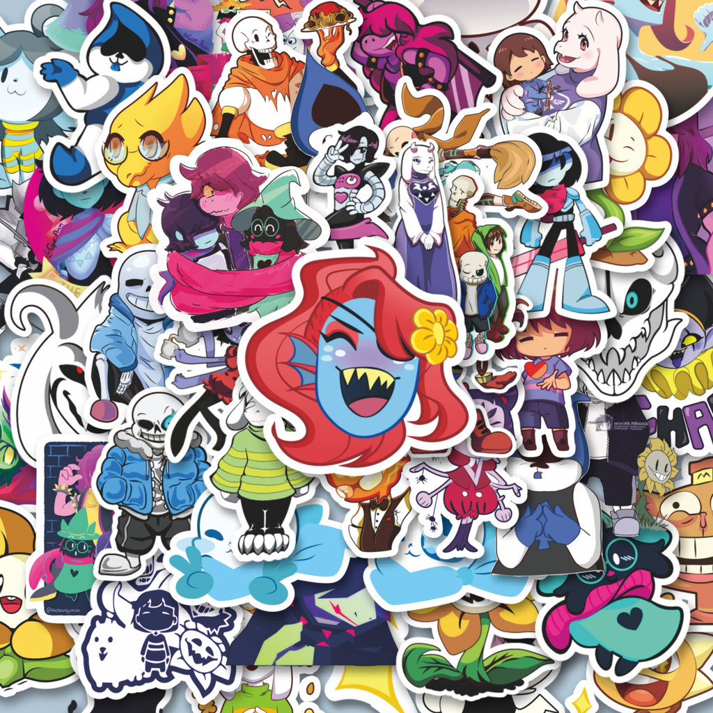 100PCS Lucu Stiker Kartun Undertale and Deltarune Stiker Aesthetic Stiker Anti Air Stikers Berpereka