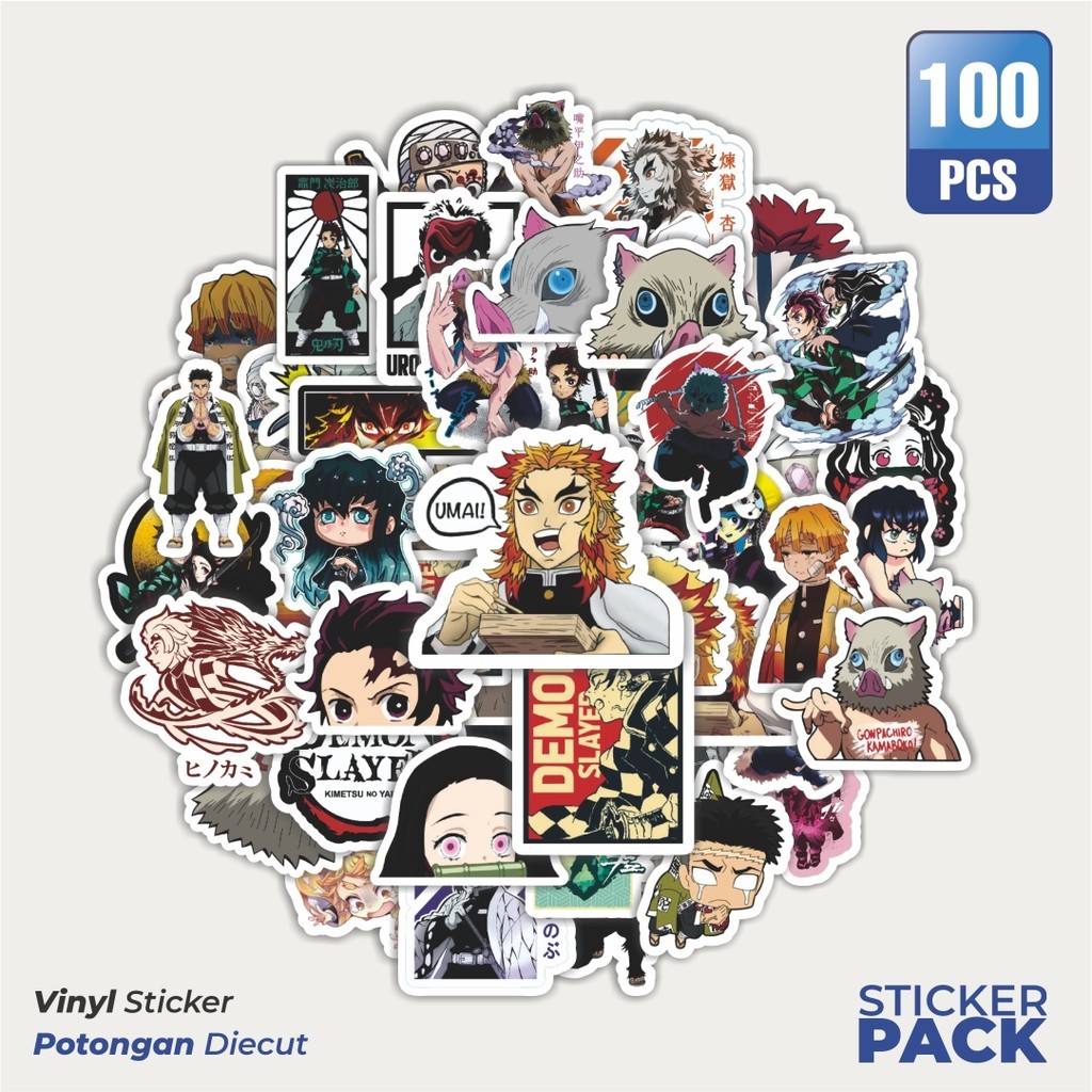 

Stiker Vinyl Stiker Anime Demon Slayer Waterproof Aesthetic- Untuk Laptop, Motor, dan Helm - Paper Stationery Pack