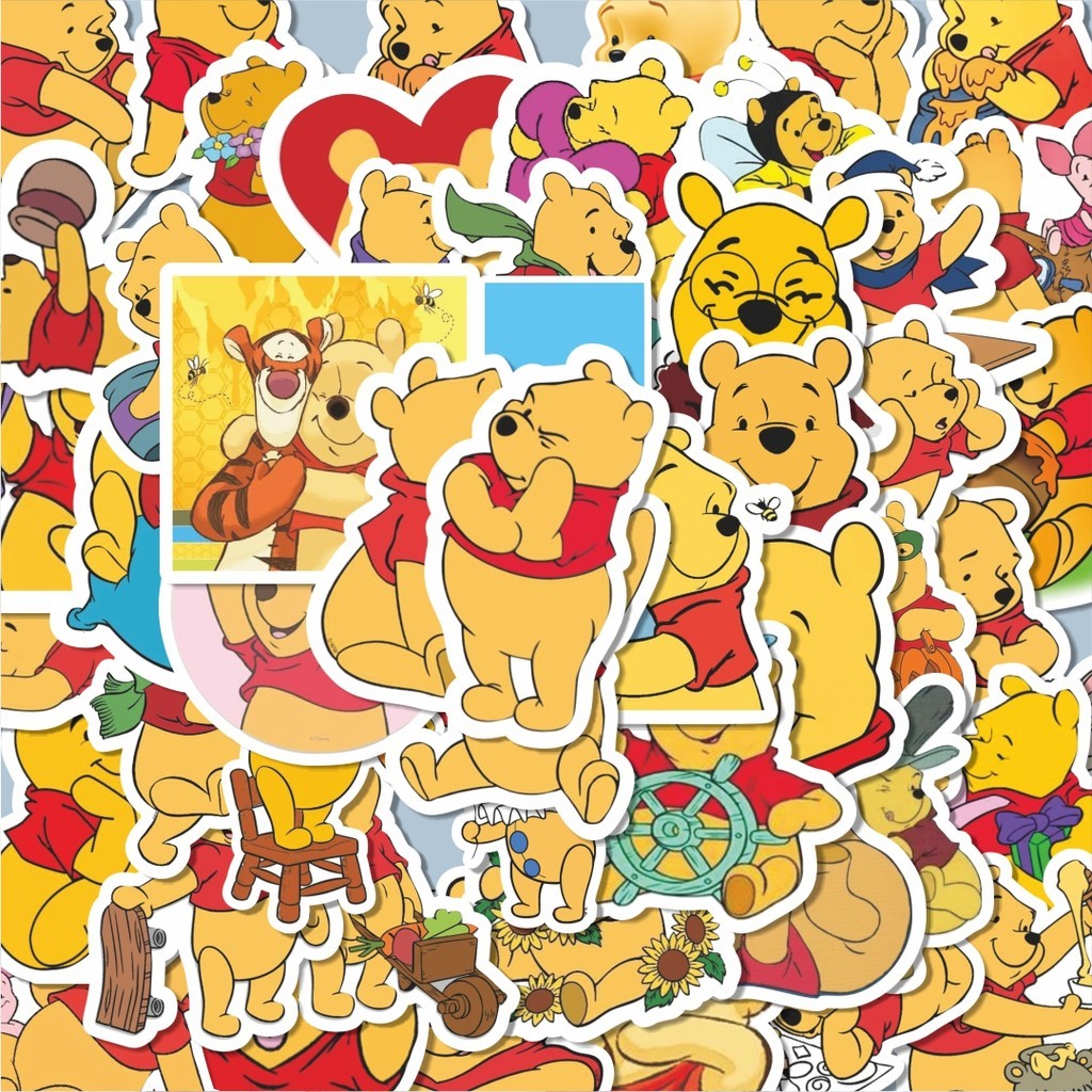 

100PCS Lucu Stiker Kartun Winnie the Pooh Stiker Aesthetic Stiker Anti Air Stikers Berperekat Waterproof sticker decal buat Motor Helm Buku Journal Koper Casing HP Laptop Botol Minum Hadiah anak