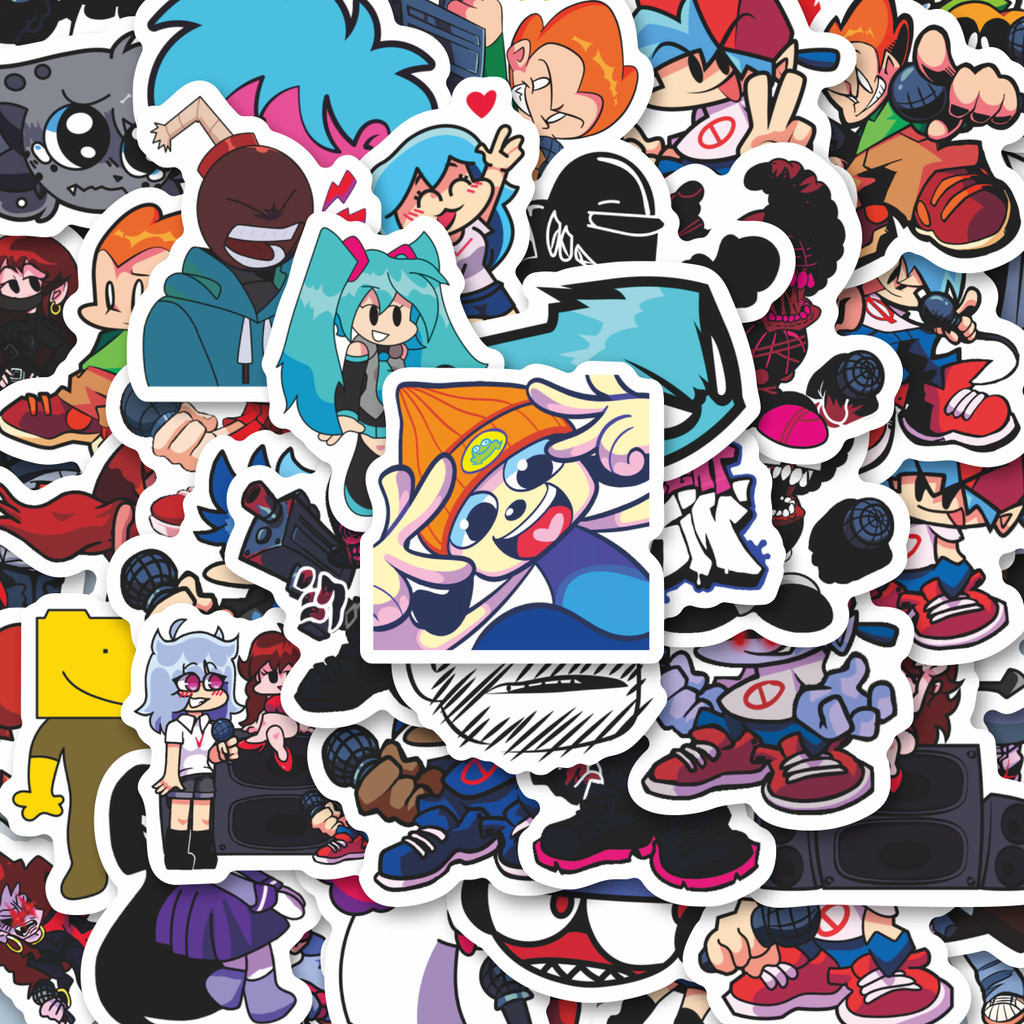 

100PCS Lucu Stiker Kartun Friday Night Funkin' Stiker Aesthetic Stiker Anti Air Stikers Berperekat Waterproof sticker decal buat Motor Helm Buku Journal Koper Casing HP Laptop Botol Minum Hadiah anak