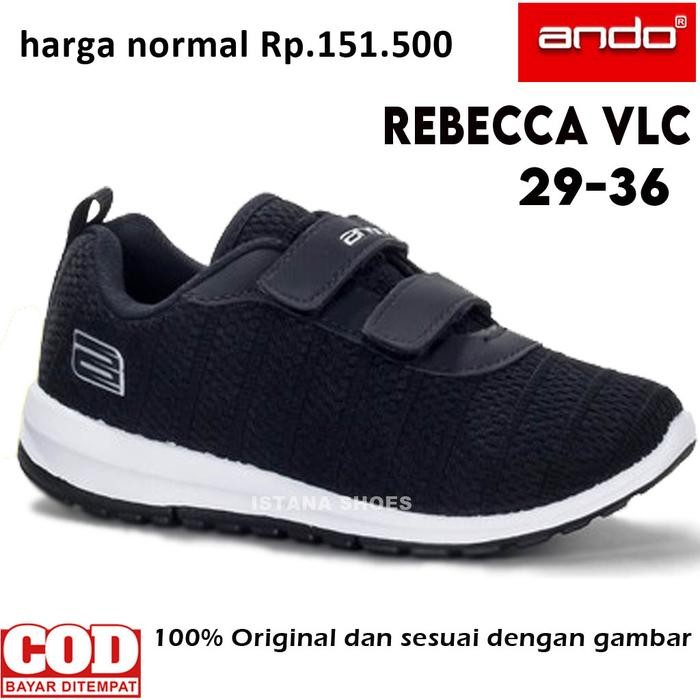 Terlaris  -Sepatu Sekolah Anak Laki Laki Perempuan Original Ando Hitam PAUD TK SD - 30