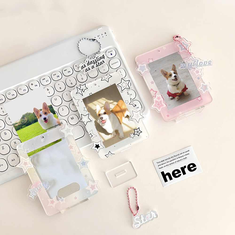 

INS Acrylic Photocard Frame Cartoon Card Display Stand Photo Holder Photo Protection Card Sleeve Desktop Decor School Stationery