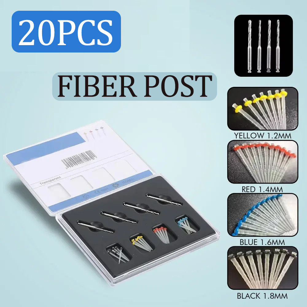 24pcs Dental Fiber Post Quartz Glass Multi-sizes With Drill Kit / Alat Bantu Gigi Dari Serat Dan Kac