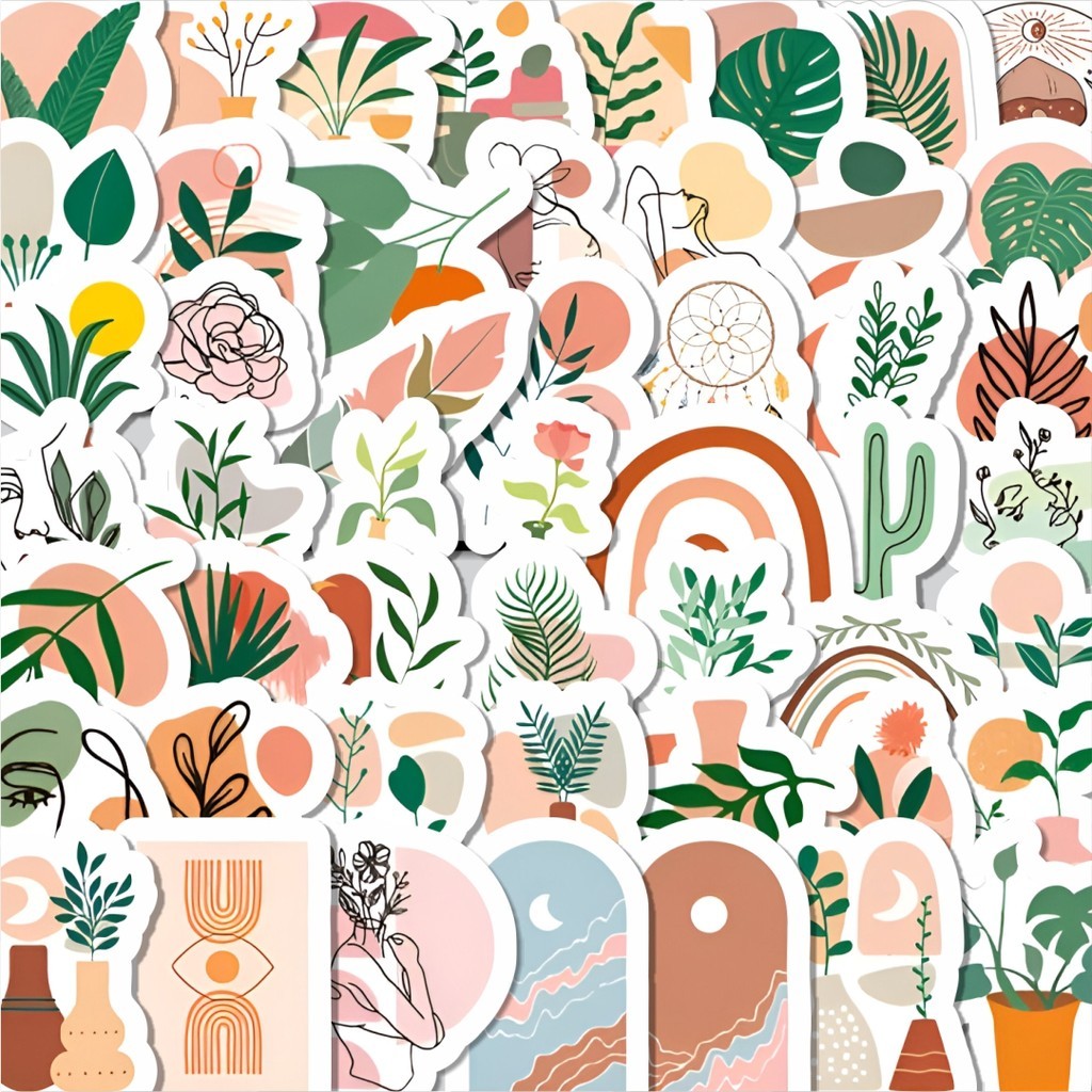 

Stiker Cutting Pack Stiker Seni Abstract Bohemian Isi 100Pcs Series Aesthetic Lucu Keren Untuk Koper Bahan Vynil