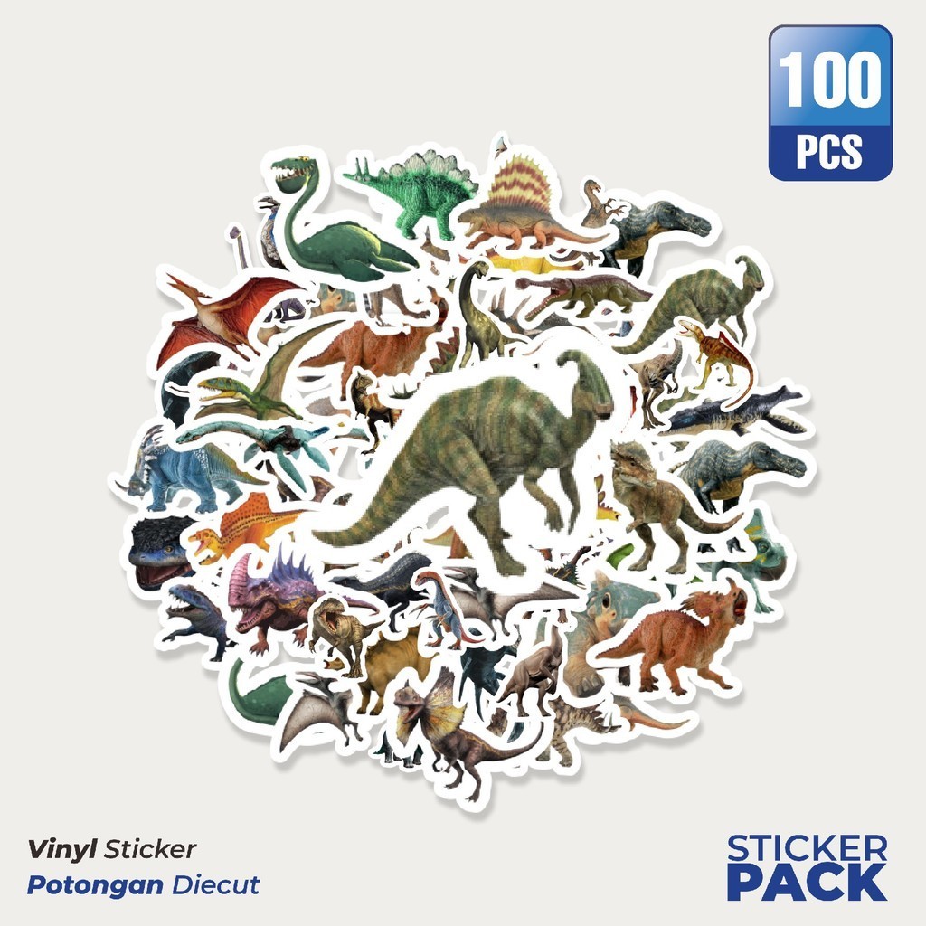 

Stiker Vinyl Stiker Hewan Dinosaurus Waterproof Aesthetic- Untuk Laptop, Motor, dan Helm - Paper Stationery Pack