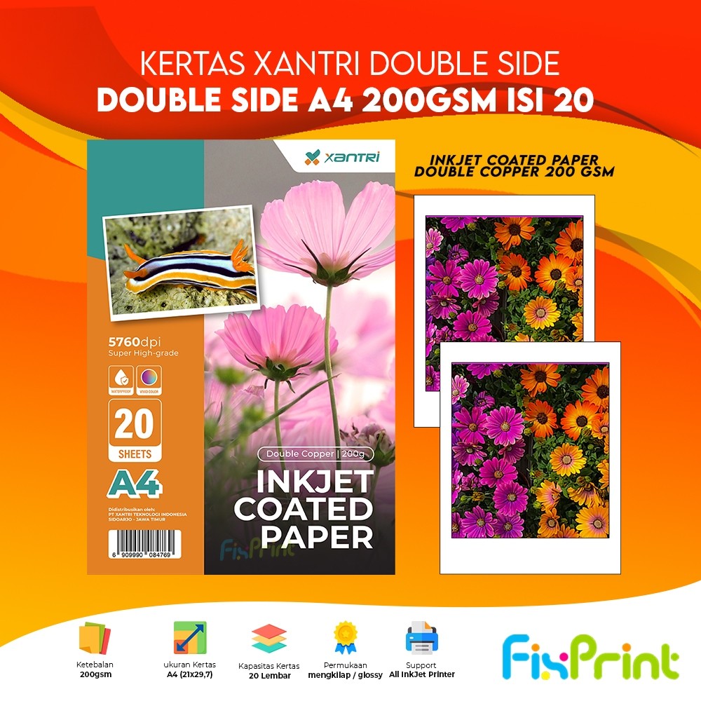 

Kertas Xantri Photo Glossy A4 120gsm / 200gsm / 230gsm One Side Foto Paper Mengkilap Double Side 240gsm 20 Lembar