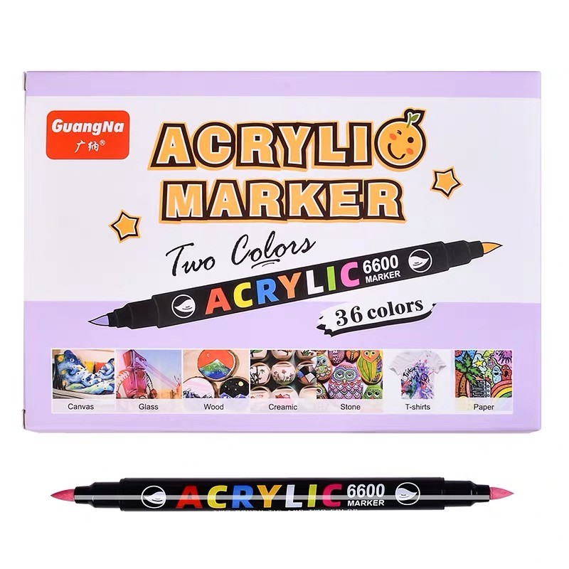 

Guangna Double Head Point Marker Pen 36/60/84Colors/Set Waterproof Acrylic Propylene Pen Hand Account Paintings Fine Arts Brush