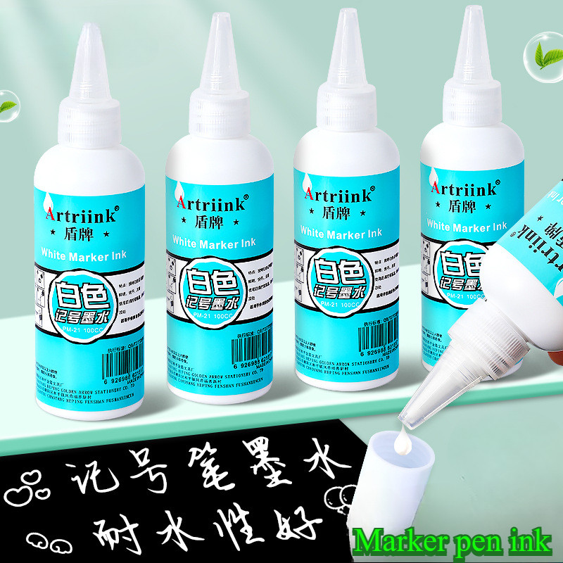 

White 100ml Marker Pen Ink Replenishing Liquid Oily Waterproof Non Fading Spray Line Marker with Nozzle Replaceable Ink