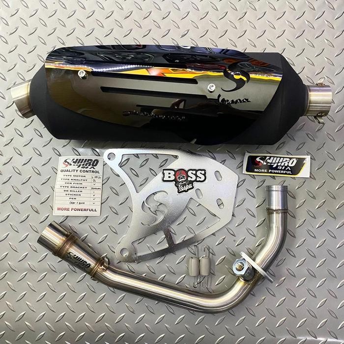 Knalpot Shijiro Standar Racing Special Black Vespa Sprint Prima S LX - Inlet 38mm, KNALPOT SET