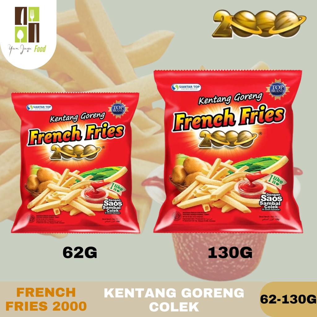 

French Fries Premium 2000 62g / 130g / Kentang Goreng / Snack Ketang / Cemilan / Potato & Sambal Colek